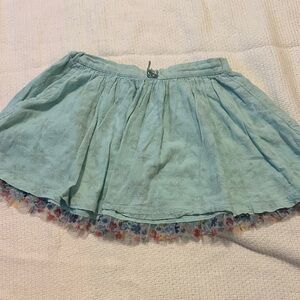 Disney Light Blue Skater Skirt with Floral Trim